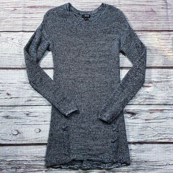 ana Womens Sweater Top size Small Gray Pullover Tunic Short Dress Cotton Stretch - Picture 2 of 10